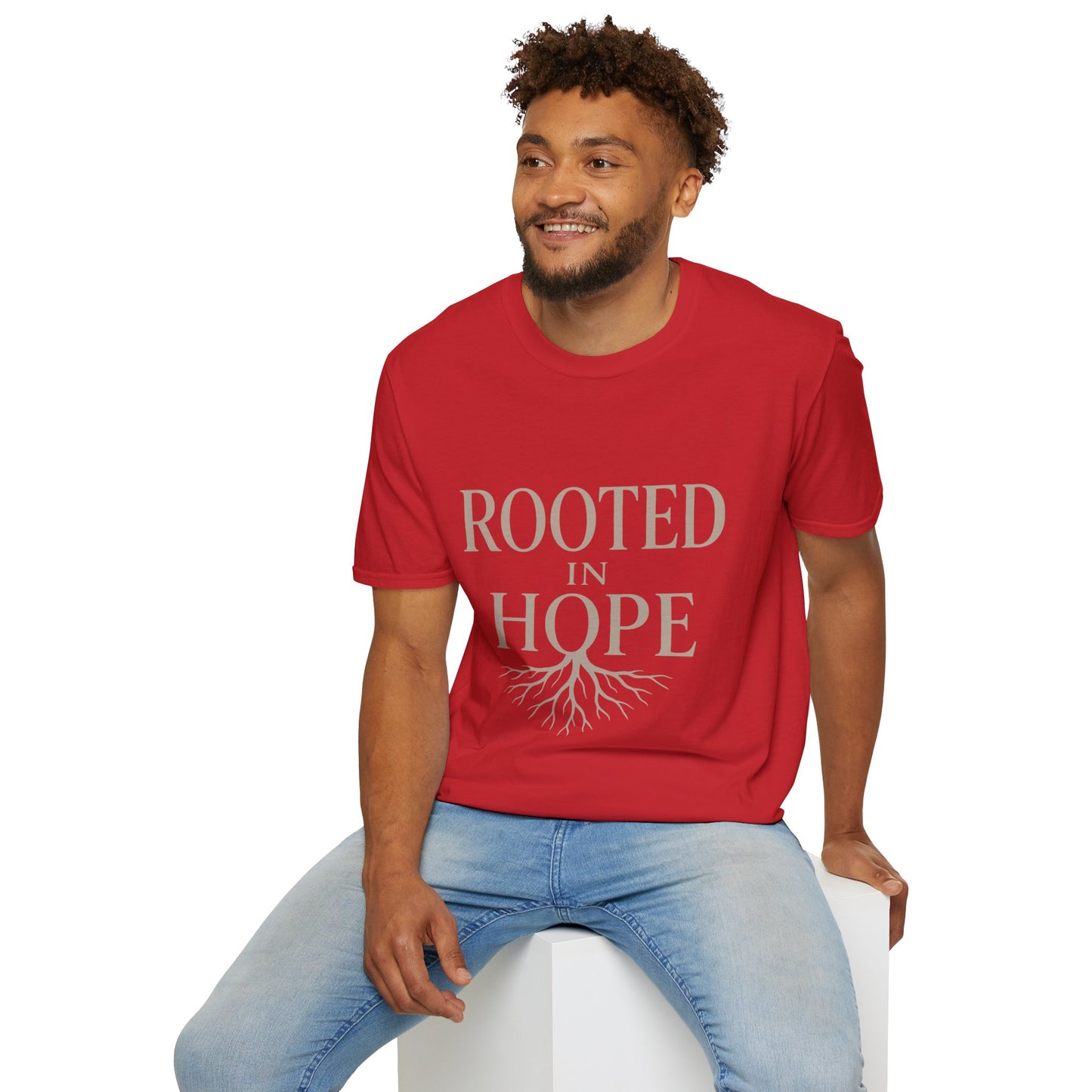 Rooted in Hope T-Shirt — Inspirational Faith Tee with Tree Roots