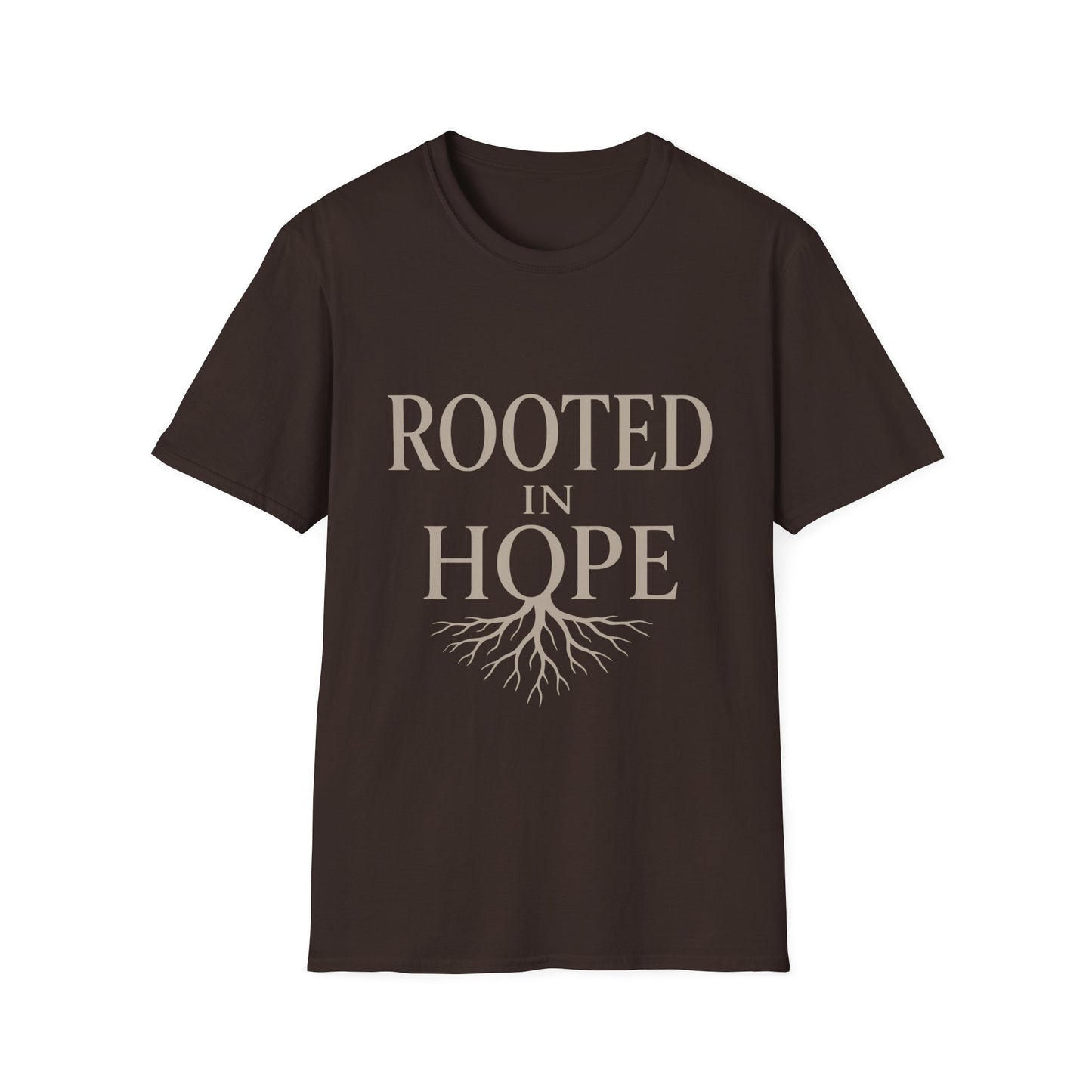 Rooted in Hope T-Shirt — Inspirational Faith Tee with Tree Roots