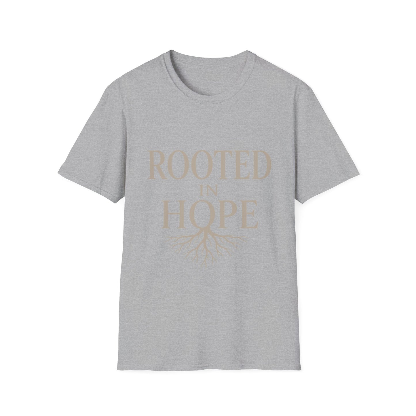 Rooted in Hope T-Shirt — Inspirational Faith Tee with Tree Roots