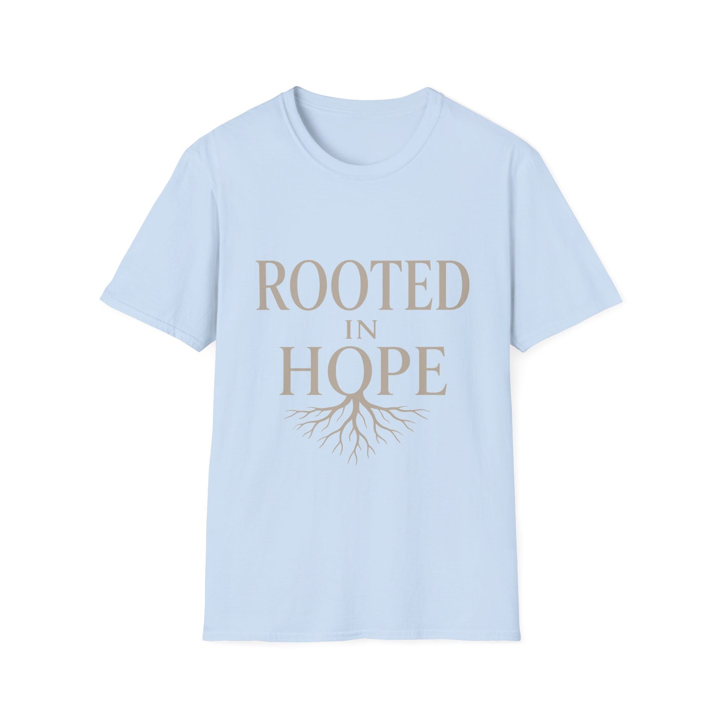 Rooted in Hope T-Shirt — Inspirational Faith Tee with Tree Roots