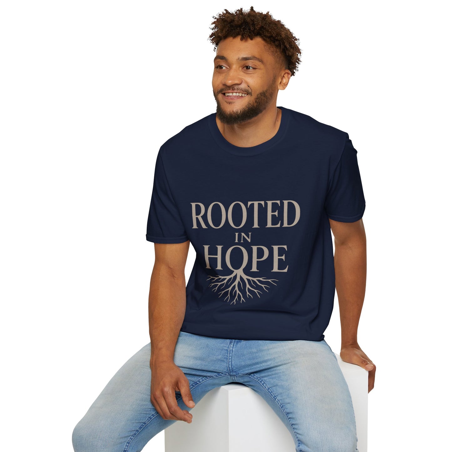 Rooted in Hope T-Shirt — Inspirational Faith Tee with Tree Roots