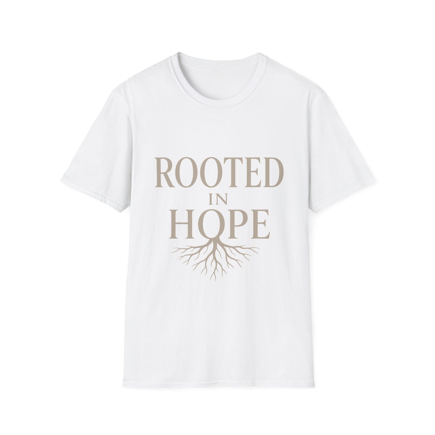 Rooted in Hope T-Shirt — Inspirational Faith Tee with Tree Roots
