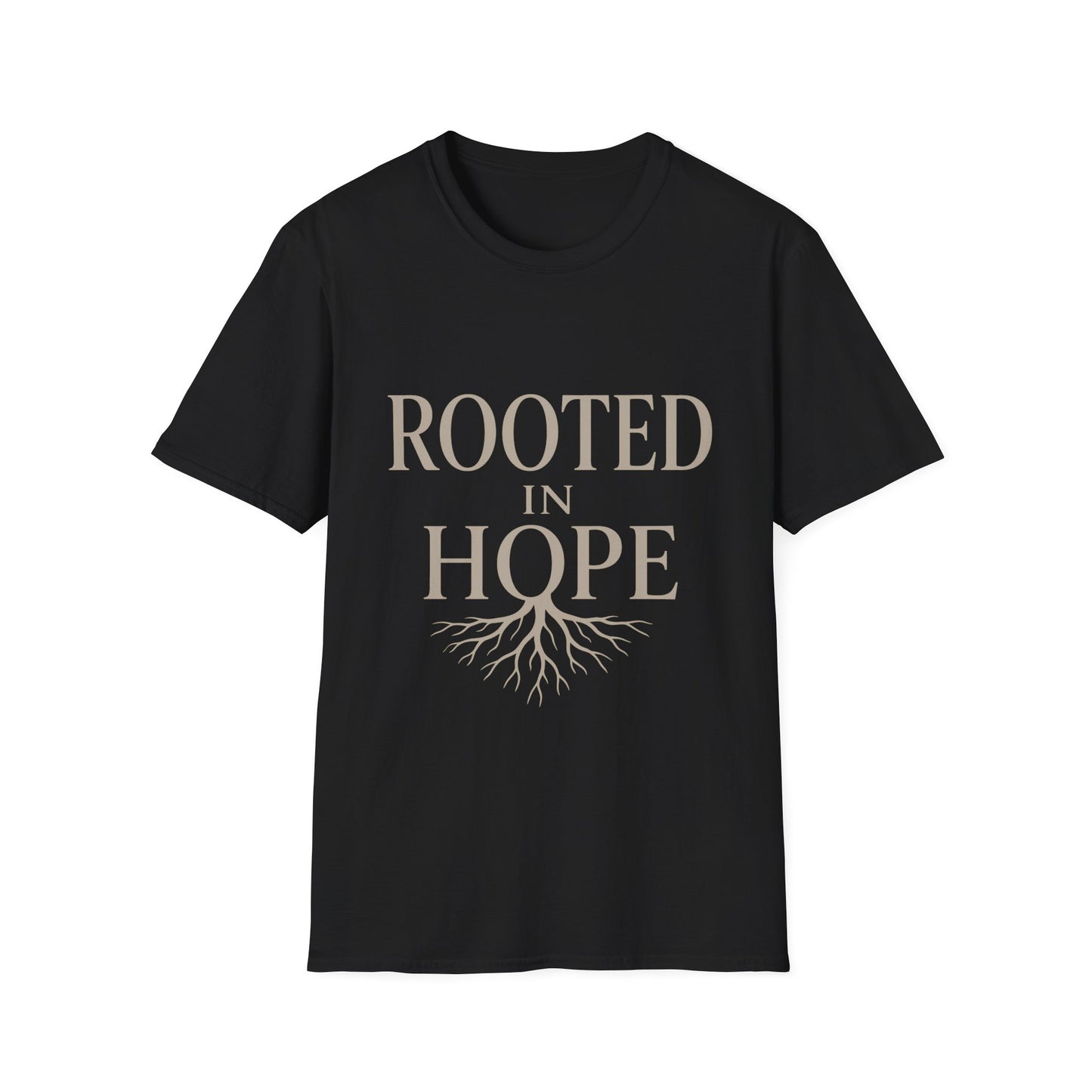 Rooted in Hope T-Shirt — Inspirational Faith Tee with Tree Roots
