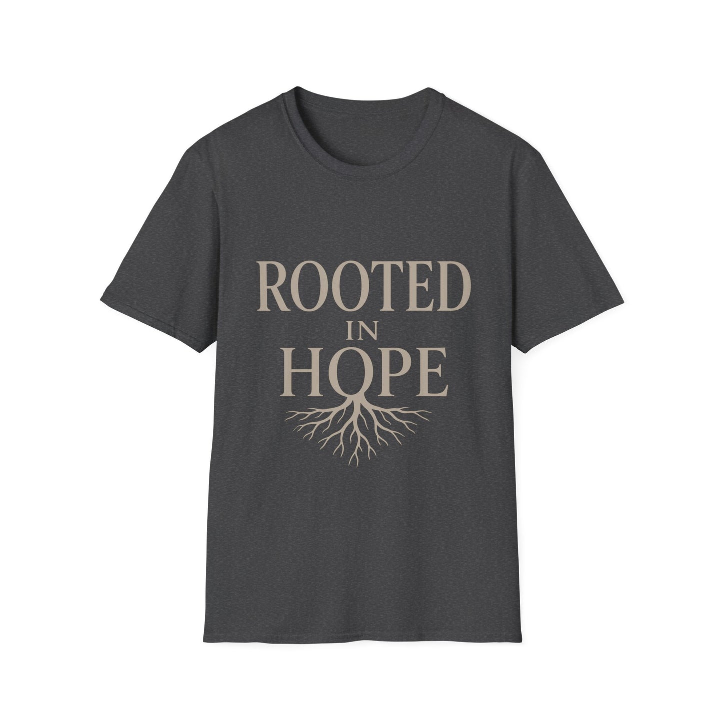 Rooted in Hope T-Shirt — Inspirational Faith Tee with Tree Roots
